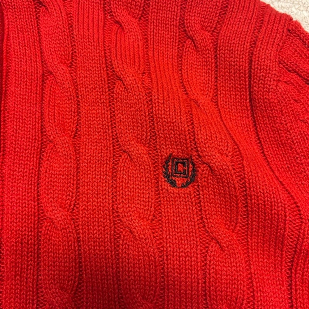 Chaps Red Zip-Up Cable Knit Sweater - Picture 4 of 7
